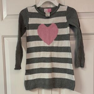 Cozy Gray and Pink Heart Kids Sweater
